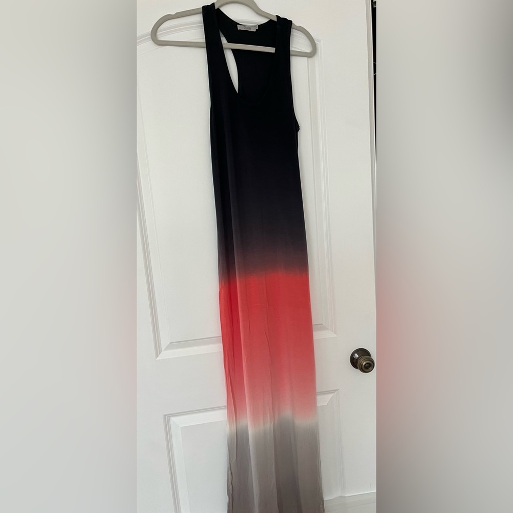 Maxi dress - pink, navy, gray and white